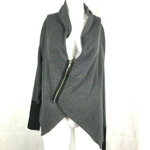John‎ Eshaya Cardigan Womens Sz OS Gray Knit Zip Up V-Neck Angled Hem Sweater